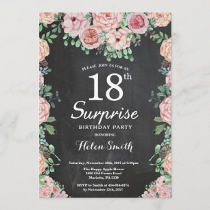 Floral Pink Peonies Surprise 18th Birthday Kaart