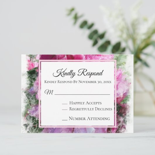 *~* Floral Pink PEONY AR1 Weddenschap RSVP