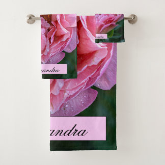 Floral Pink Peony Fotografie Bad Handdoek