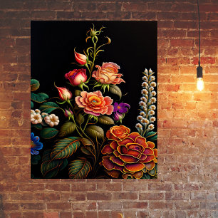 Floral Pink Rose Bouquet Artwork Poster