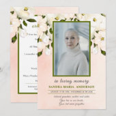 Floral Pink Rose foto begrafenis herdenkingsprogra Bedankkaart (Voorkant / Achterkant)