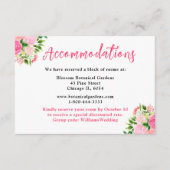 Floral Pink Roses Wedding Accommodations Informatiekaartje (Voorkant)