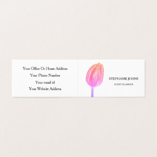 Floral Pink Tulips Art Wedding White Event Planner Visitekaartjes