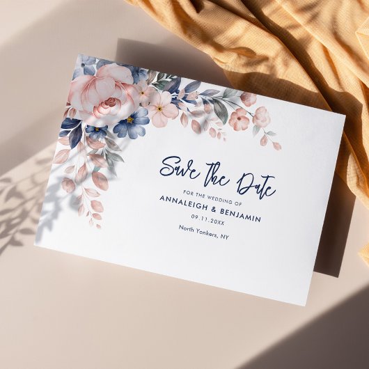 Floral Pink Waterverf Wedding Save the Date