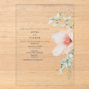 Floral Pink Wedding Acryl Uitnodigingen