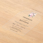 Floral Pink Wedding Acryl Uitnodigingen (Laagn)
