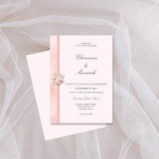 Floral Pink Wedding Kaart