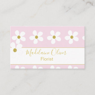 Floral Pink White Daisy Florist Professional Visitekaartje