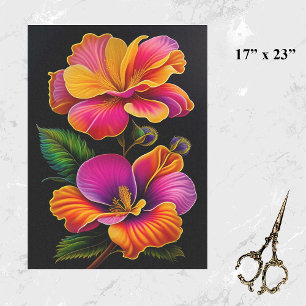 Floral Pink Yellow Botanical Illustratie Groot Tissuepapier