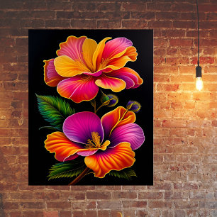 Floral Pink Yellow Botanical Illustratie Poster