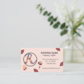 Floral Pinky Peach Visitekaartje met Logo (Staand voorkant)