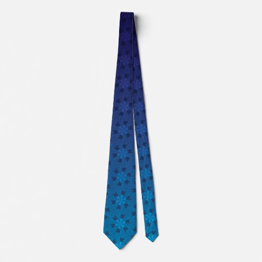 Floral Pinrad Pattern Blue Gradient Ombre Stropdas (Voorkant)