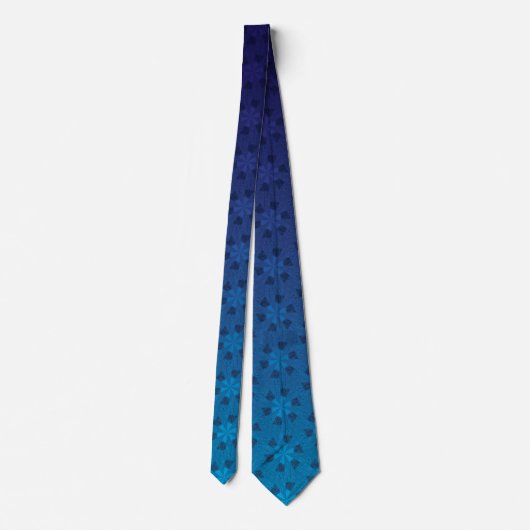 Floral Pinrad Pattern Blue Gradient Ombre Stropdas (Achterkant)