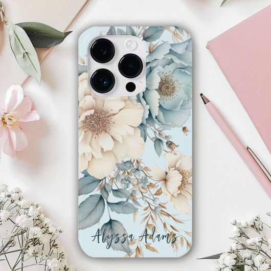 Floral Pioenennaam Ingeschreven Case-Mate iPhone Case