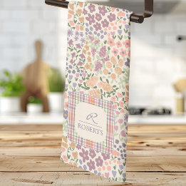 Floral Plaid Kitchen Towel –Cottagecore Dish Towel Theedoek