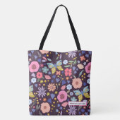 Floral & Plum Name Tote Bag (Dos)