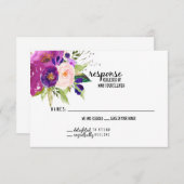 Floral Plum Waterverf Bruiloft RSVP Kaart (Voorkant / Achterkant)