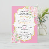 Floral Plutôt En Baby shower Rose Invitation (Debout devant)