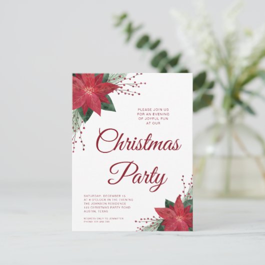 Floral Poinsettia Briefkaart (Staand voorkant)