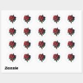 Floral Poinsettia Christmas – Festive Holiday Ronde Sticker (Vel)