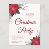 Floral Poinsettia Christmas Party Invitation (Devant)