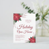 Floral Poinsettia Holiday Open House Invitation (Debout devant)