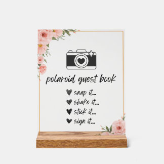 Floral Polaroid Guest Book Sign Acryl Bord