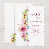 Floral Pole Graduation Invitation (Devant / Derrière)