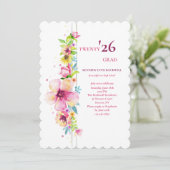Floral Pole Graduation Invitation (Debout devant)