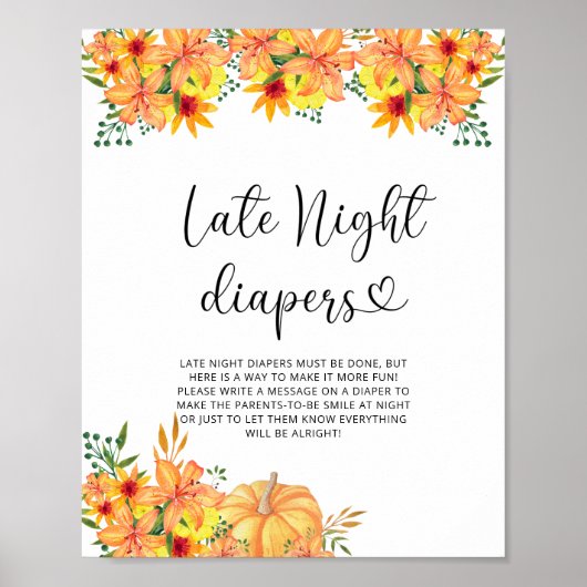 Floral pomkin Late night diapers game Poster (Voorkant)