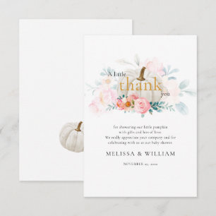 Floral pompoen meisje Baby shower Herfst Bedankkaart