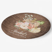 Floral pompoen rustiek hout Herfst Baby shower Papieren Bordje (Gekanteld)