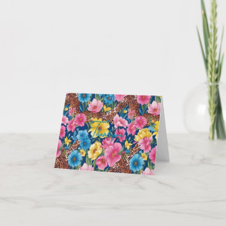Floral, Poster de animal Merci Cartes
