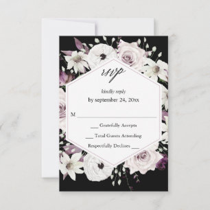 Floral pourpre et blanc sans repas RSVP VER - Noir