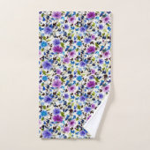 Floral pourpre et bleu (Serviette à main)