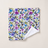 Floral pourpre et bleu (Gant de toilette)