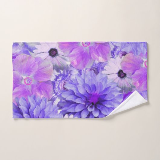 Floral pourpre et rose (Serviette à main)