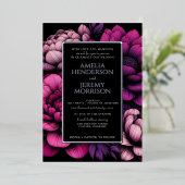 Floral pourpre gras avec détails Foil Invitation (Debout devant)