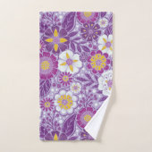 Floral pourpre, jaune et magenta (Serviette à main)