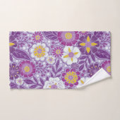 Floral pourpre, jaune et magenta (Serviette à main)