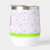 Floral pourpre Nom personnalisé & Monogramme (Droite)