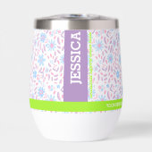 Floral pourpre Nom personnalisé & Monogramme (Avant)