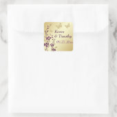 Floral pourpre, or avec Sticker à papillons (Sac)