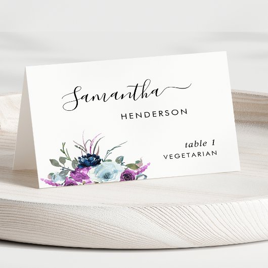 Floral pourpre, Script personnalisé Cartes de lieu