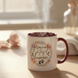 Floral Pregnancy Mug, Growing A Tiny Human Koffiemok