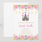 Floral Princess Castle Invitation Anniversaire (Devant / Derrière)