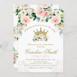 Floral Princess Gold Baby shower Invitation