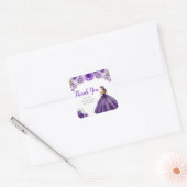 Floral Princess in Dark Purple Dress Quinceanera Vierkante Sticker (Envelop)