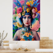 Floral princess portret poster (Keuken)