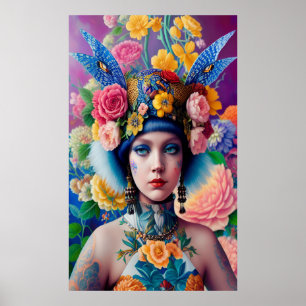 Floral princess portret poster